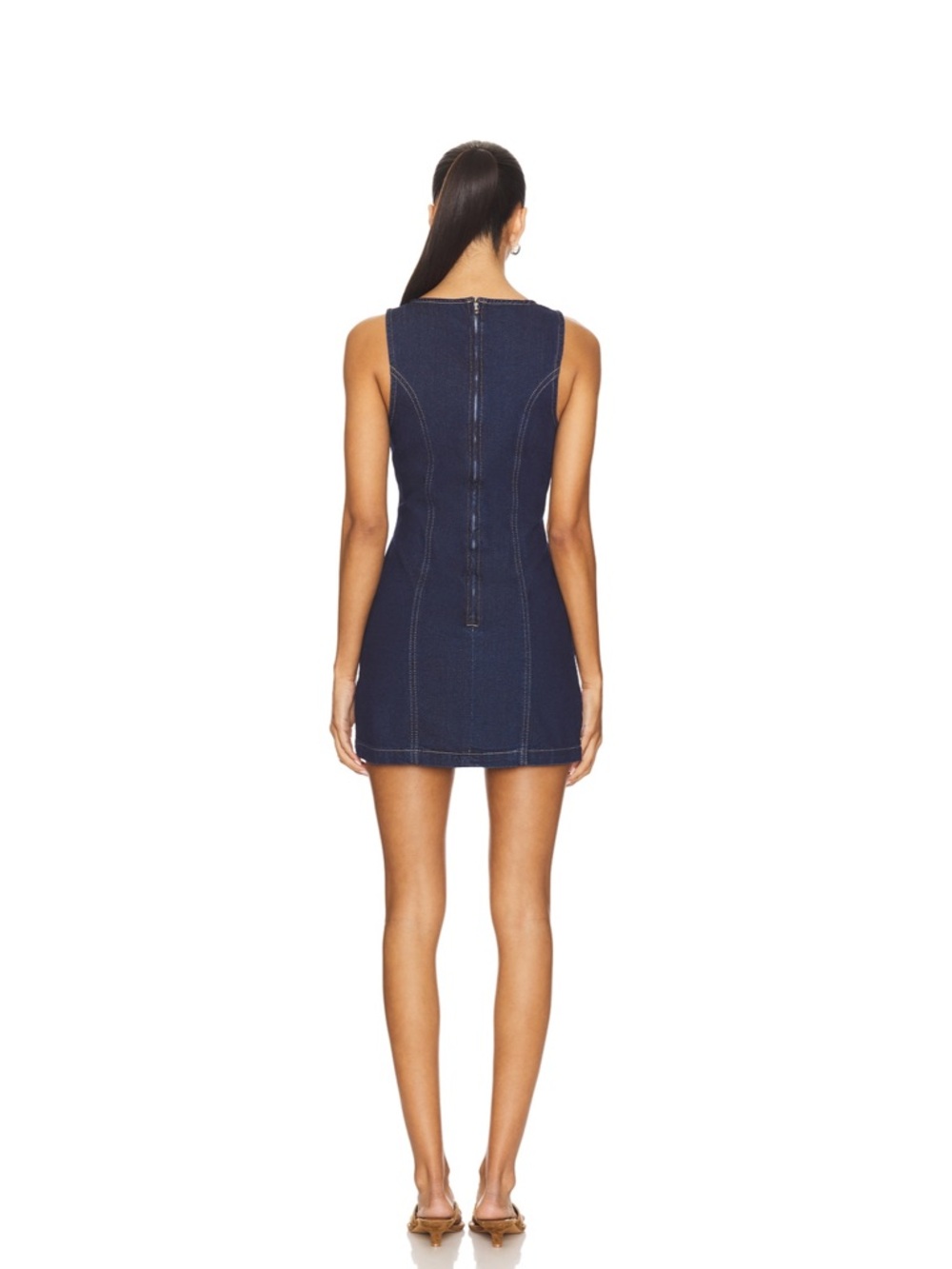 Genie Mini Dress - Dark Blue Denim - Picture 2 of 5